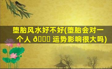 堕胎风水好不好(堕胎会对一个人 🐛 运势影响很大吗)